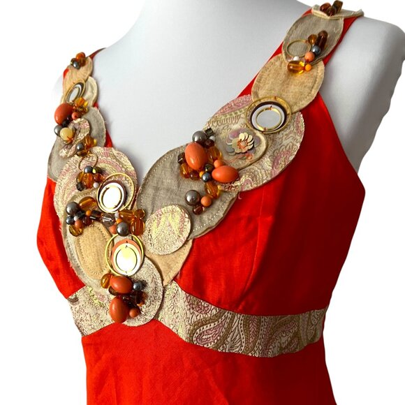 Vintage Medium Dress Y2K beaded Cocktail Dress Fall Rene Derhy Paris RARE Large - Picture 5 of 17